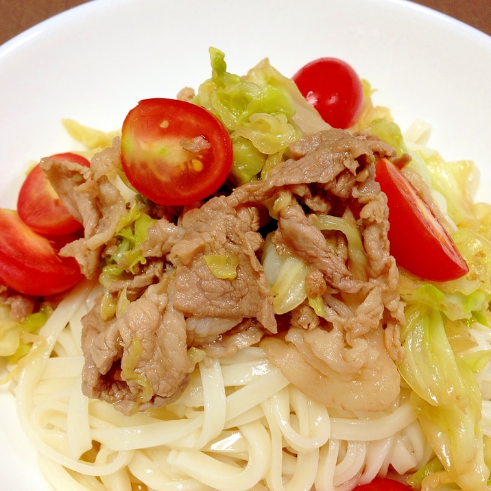 焼肉のたれで☆豚肉とキャベツの冷やしうどん